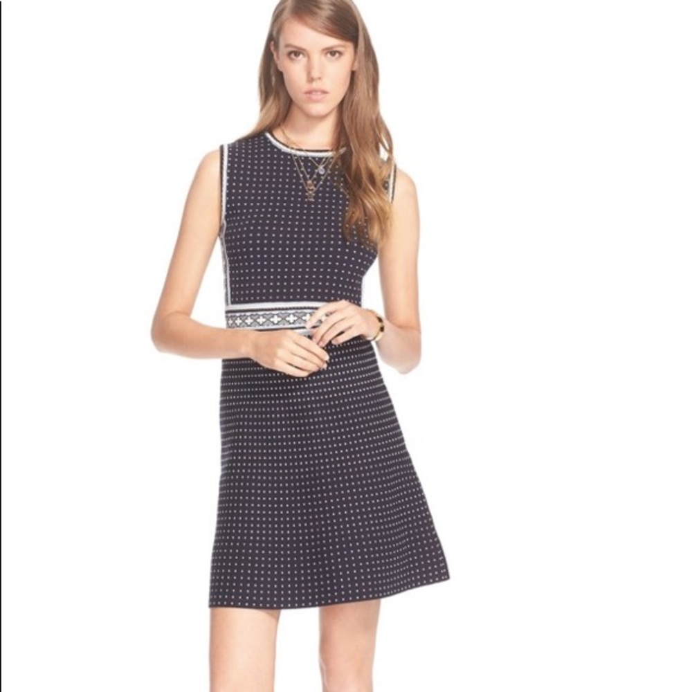 Tory Burch NWT Navy Mini Geo knit dress Sz SM new - Picture 6 of 16